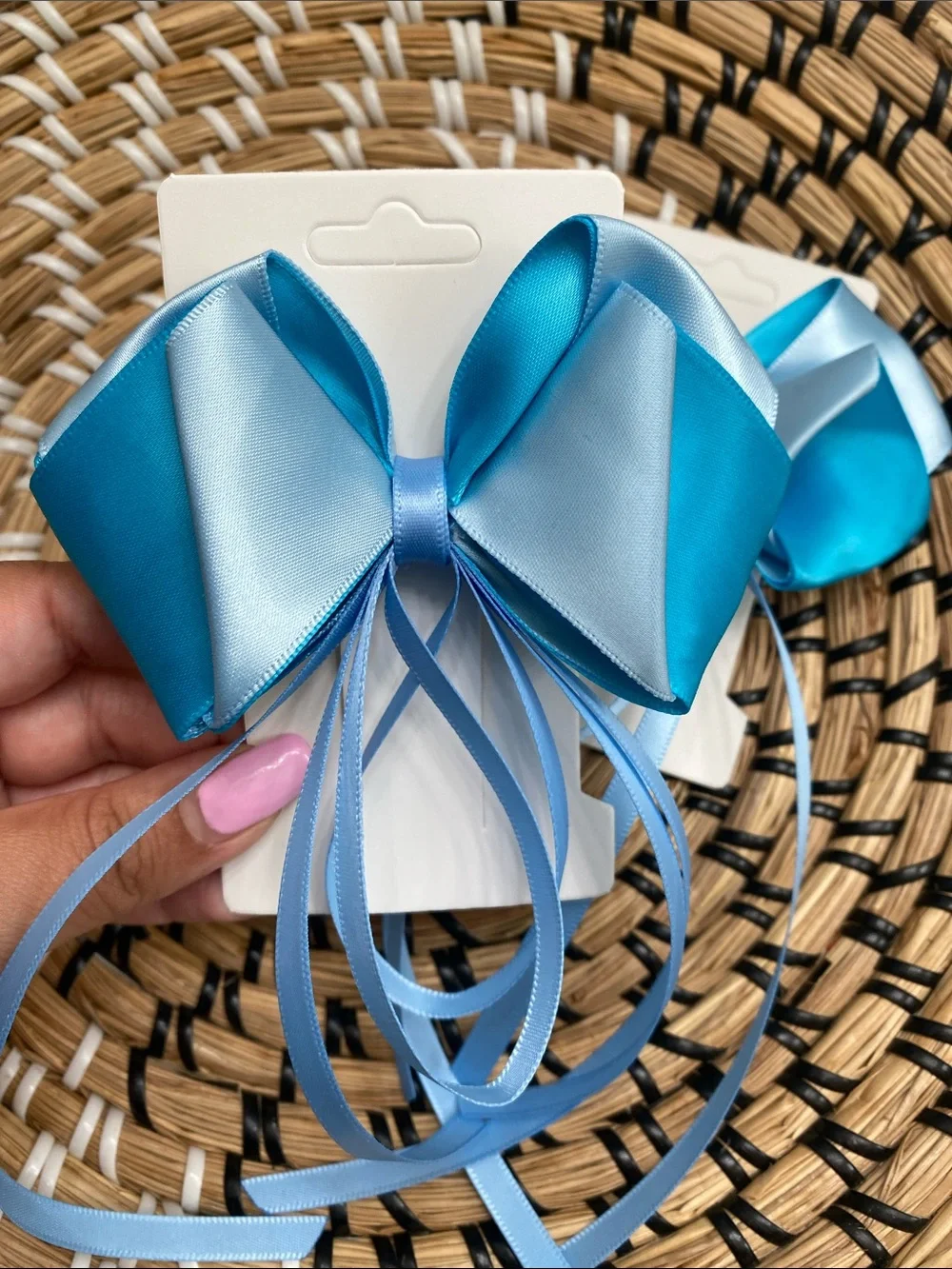 Satin Double-Tone Blue Ribbon Hair Bows
